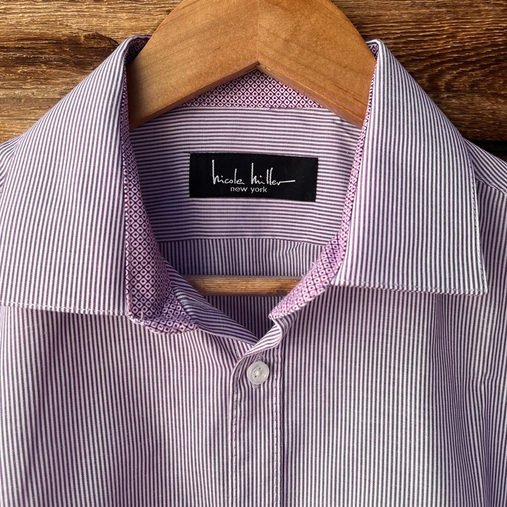 NICOLE MILLER | Lavender Long Sleeve Dress Shirt 15-15.5 M - Picture 2 of 5